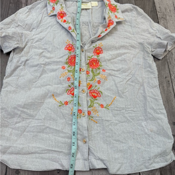 Maeve Anthropologie Christie Floral Embroidered Button Blouse Top Women’s US 4 - Picture 6 of 11